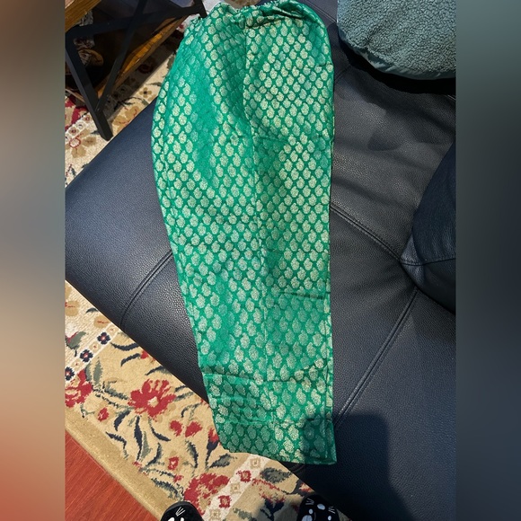 3 peice pakistani suit shaalwar kameez green and blue - Picture 5 of 7